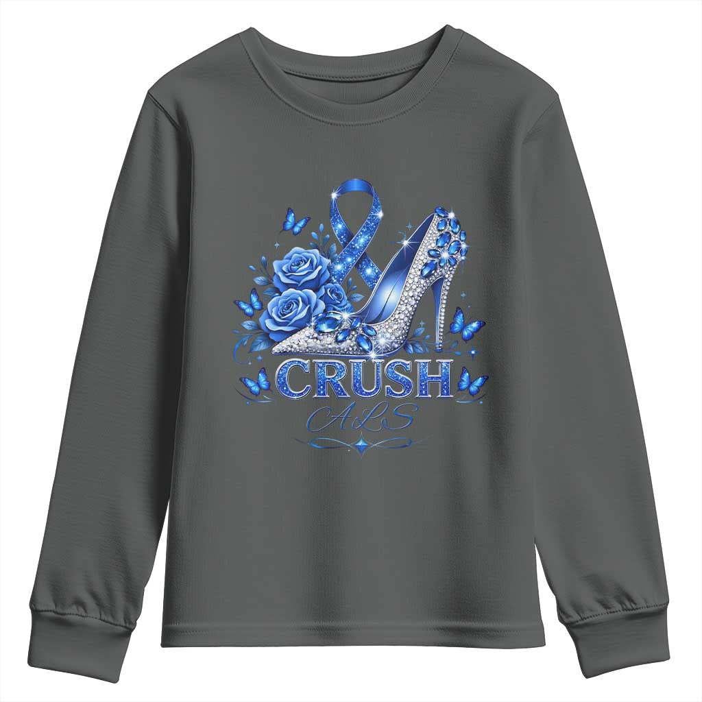 ALS Support Youth Sweatshirt Blue Ribbon Women Crush ALS
