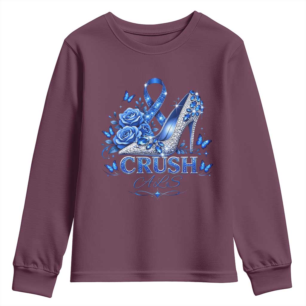 ALS Support Youth Sweatshirt Blue Ribbon Women Crush ALS