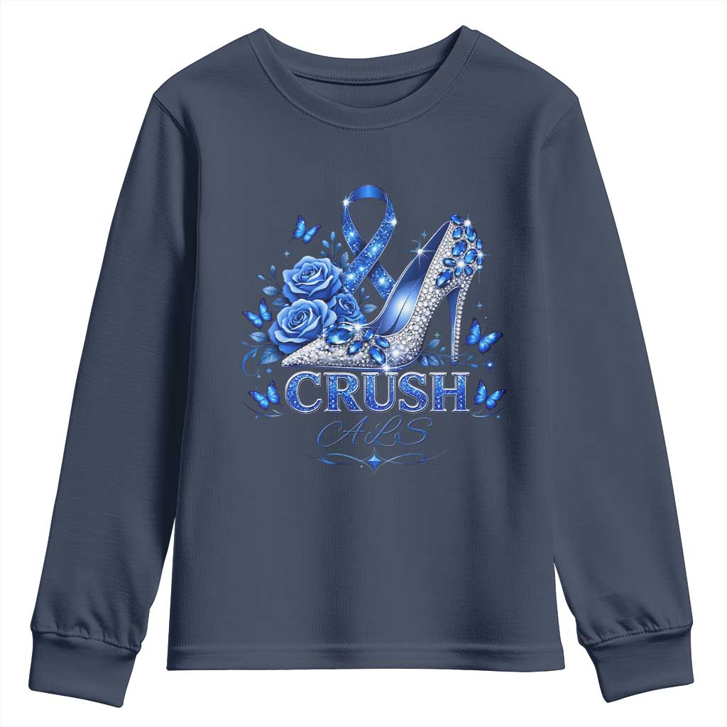 ALS Support Youth Sweatshirt Blue Ribbon Women Crush ALS