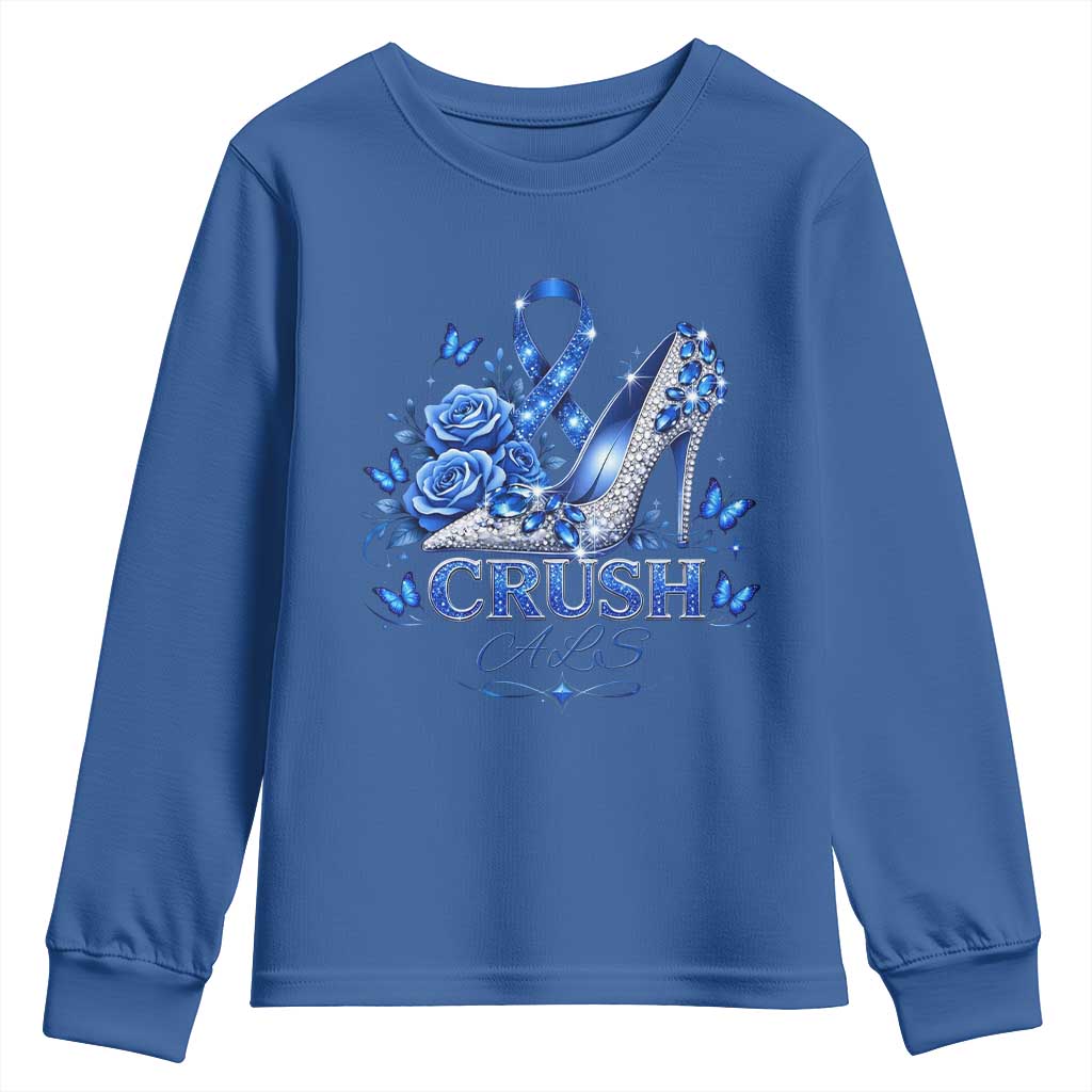 ALS Support Youth Sweatshirt Blue Ribbon Women Crush ALS