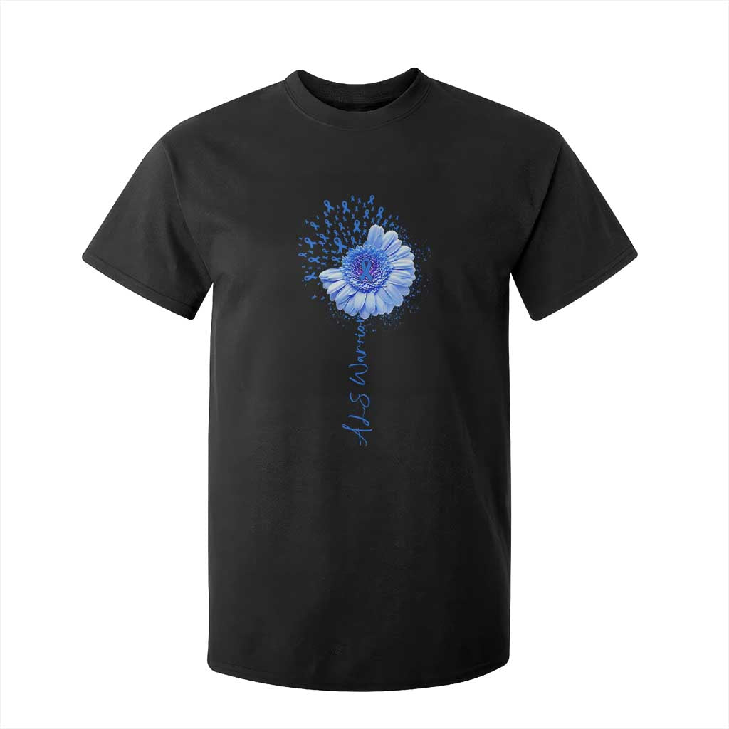 ALS Warrior Support Blue Ribbon Sunflower T Shirt For Kid
