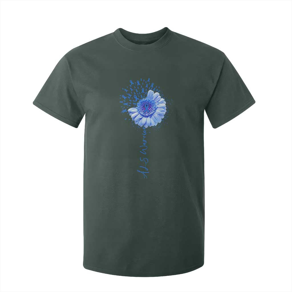 ALS Warrior Support Blue Ribbon Sunflower T Shirt For Kid
