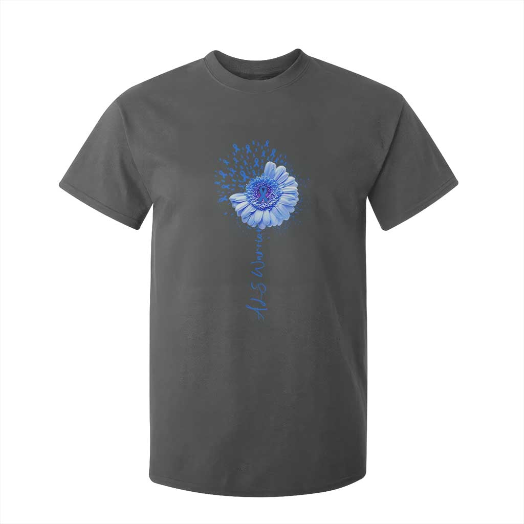 ALS Warrior Support Blue Ribbon Sunflower T Shirt For Kid