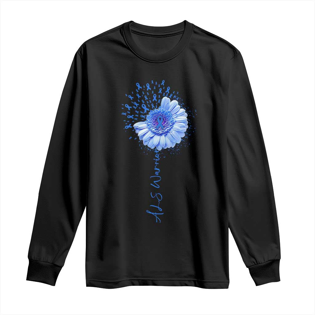 ALS Warrior Support Blue Ribbon Sunflower Long Sleeve Shirt