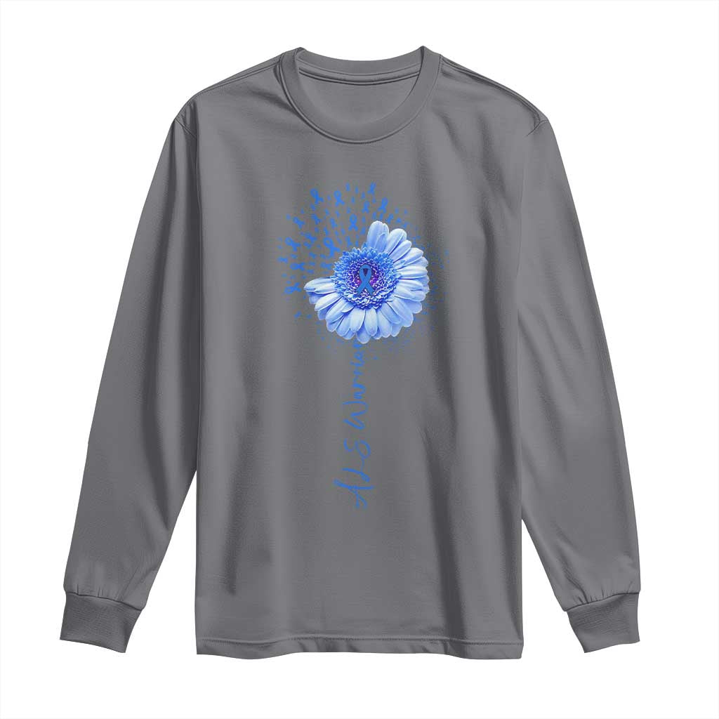 ALS Warrior Support Blue Ribbon Sunflower Long Sleeve Shirt