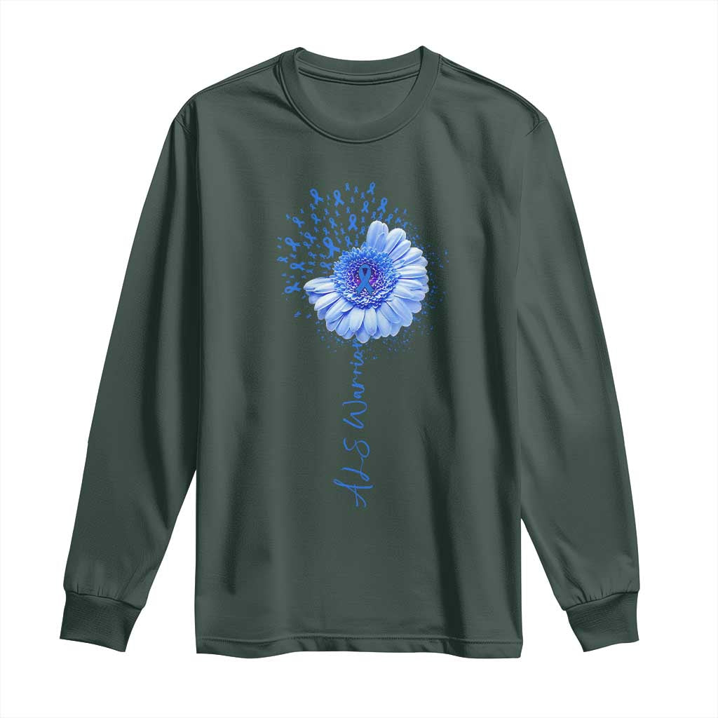 ALS Warrior Support Blue Ribbon Sunflower Long Sleeve Shirt