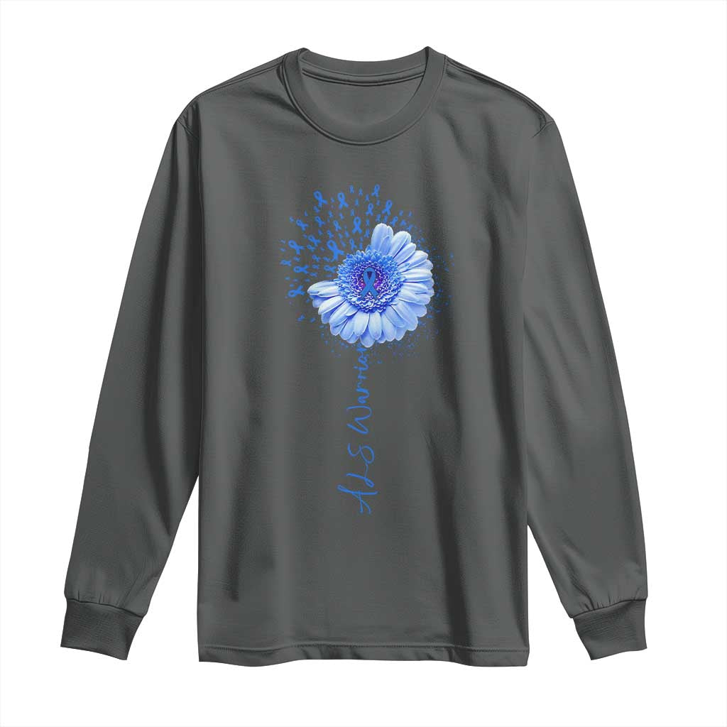ALS Warrior Support Blue Ribbon Sunflower Long Sleeve Shirt