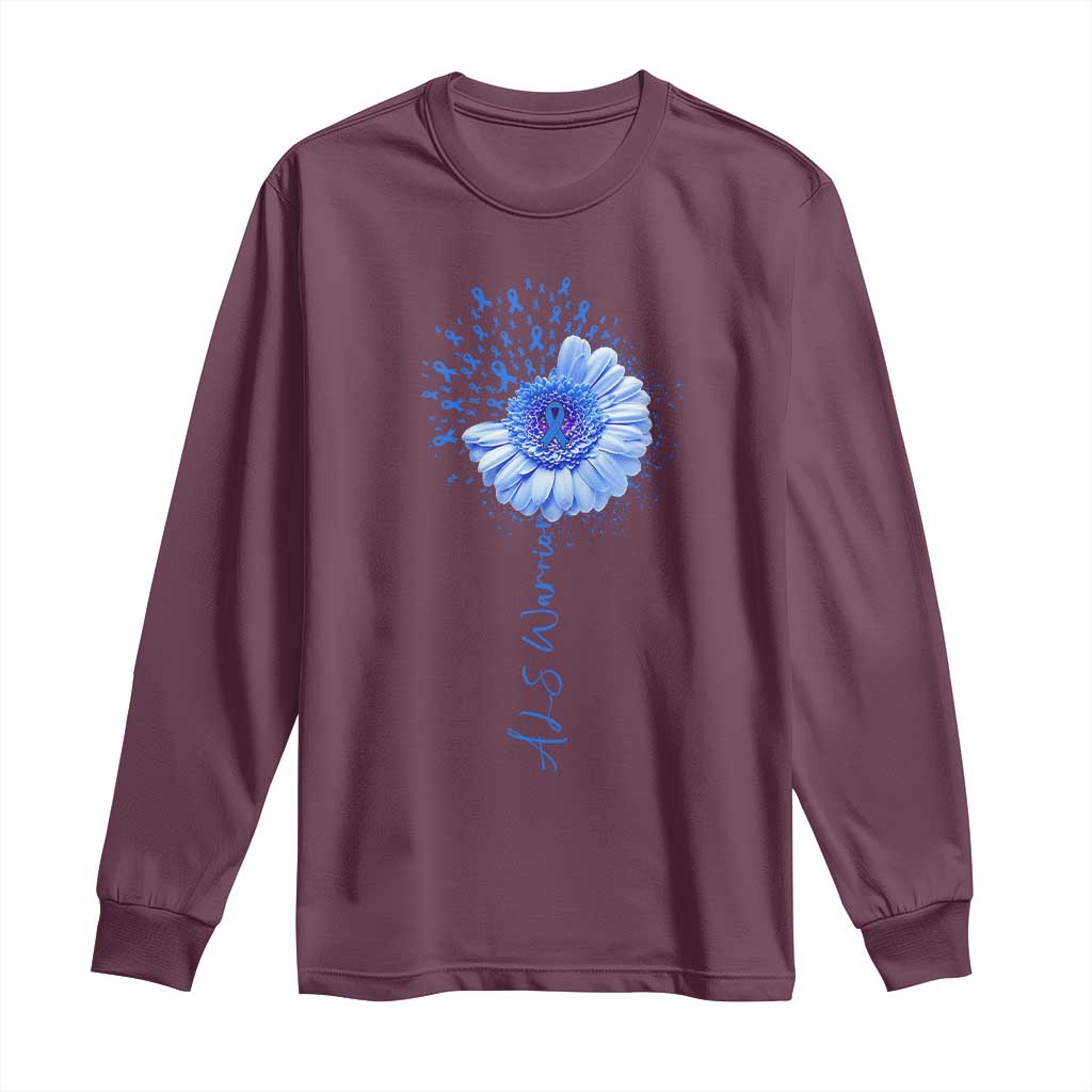 ALS Warrior Support Blue Ribbon Sunflower Long Sleeve Shirt