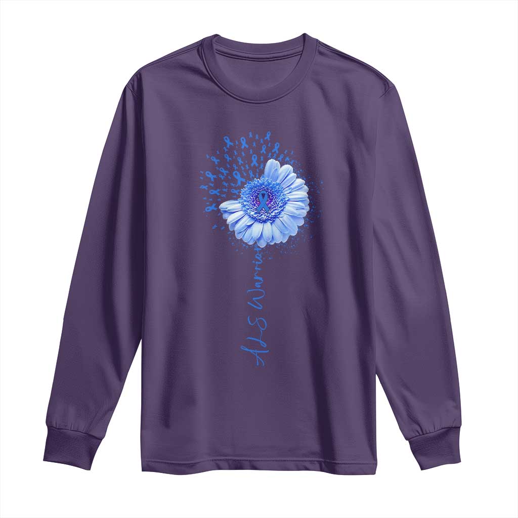 ALS Warrior Support Blue Ribbon Sunflower Long Sleeve Shirt