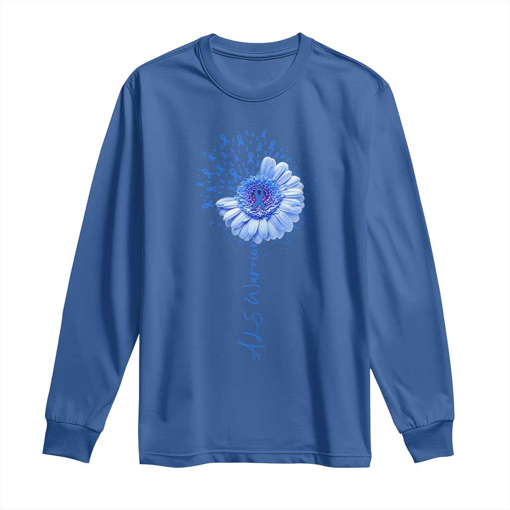 ALS Warrior Support Blue Ribbon Sunflower Long Sleeve Shirt