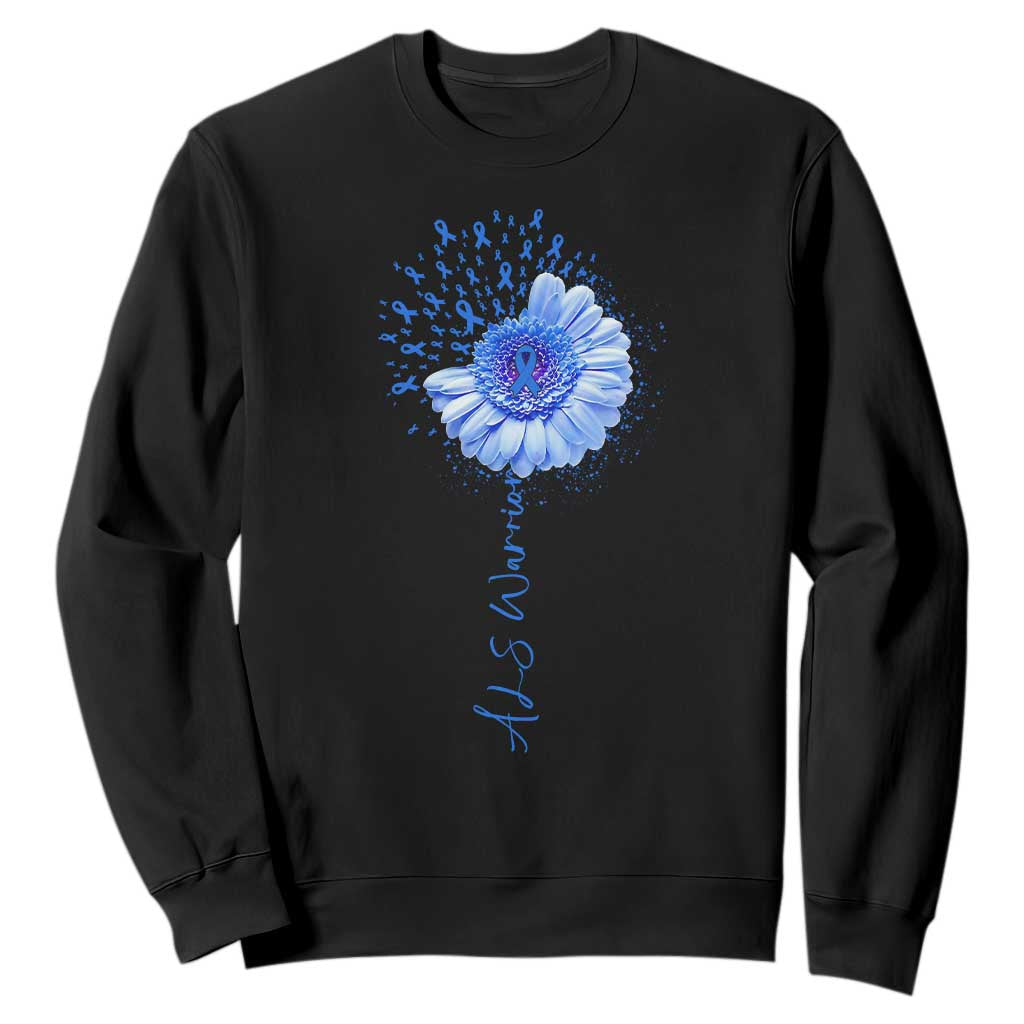 ALS Warrior Support Blue Ribbon Sunflower Sweatshirt