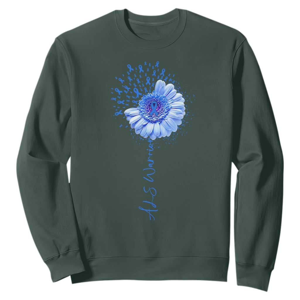 ALS Warrior Support Blue Ribbon Sunflower Sweatshirt