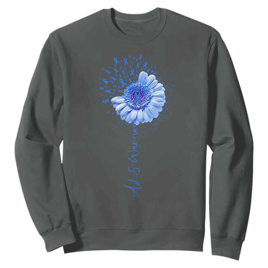 ALS Warrior Support Blue Ribbon Sunflower Sweatshirt