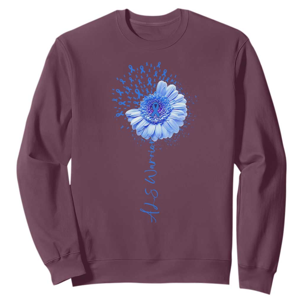 ALS Warrior Support Blue Ribbon Sunflower Sweatshirt