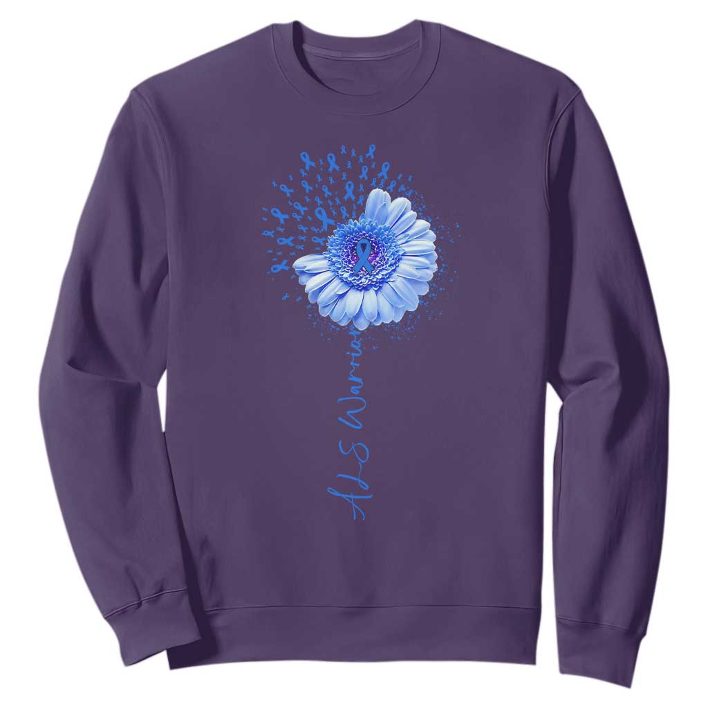 ALS Warrior Support Blue Ribbon Sunflower Sweatshirt