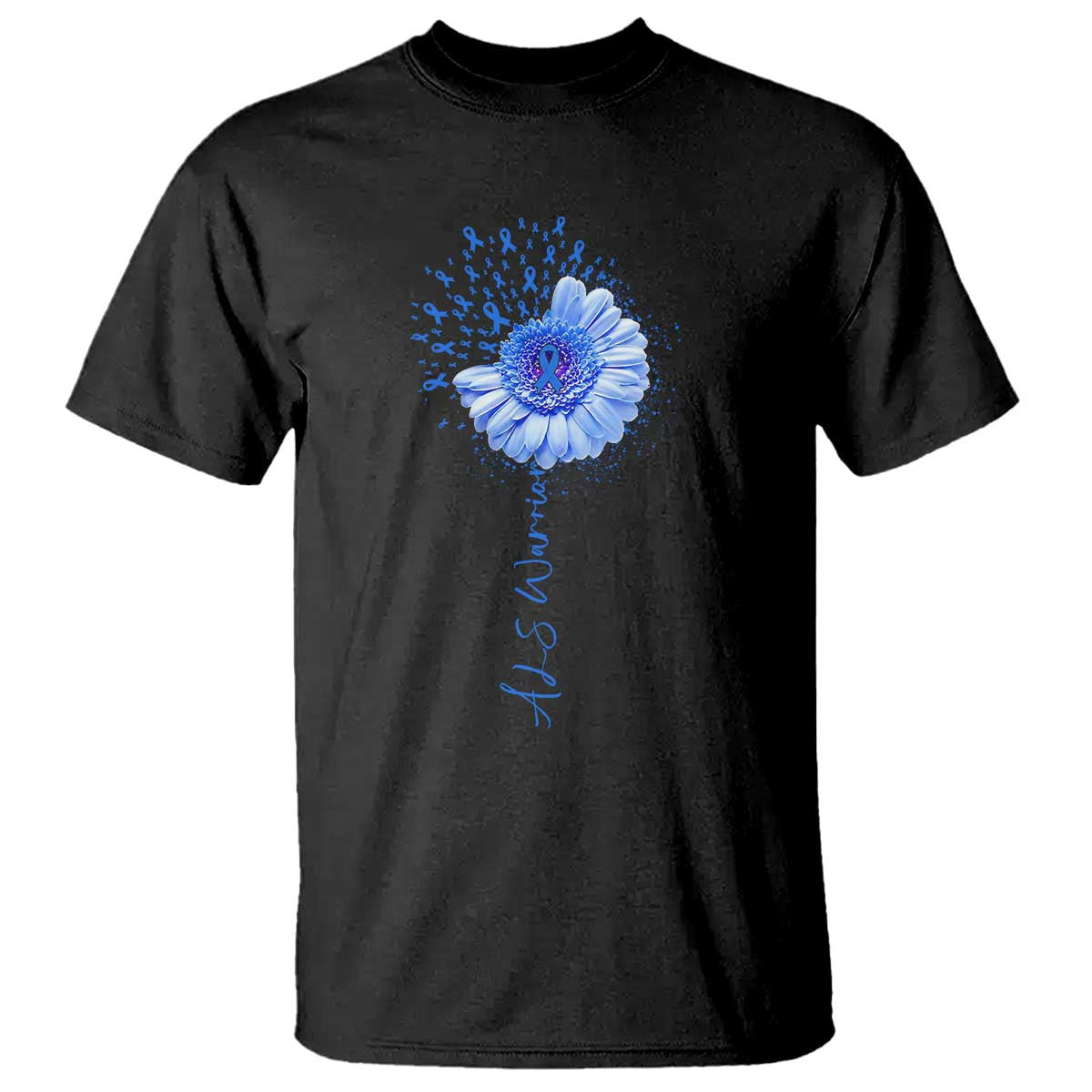 ALS Warrior Support Blue Ribbon Sunflower T Shirt