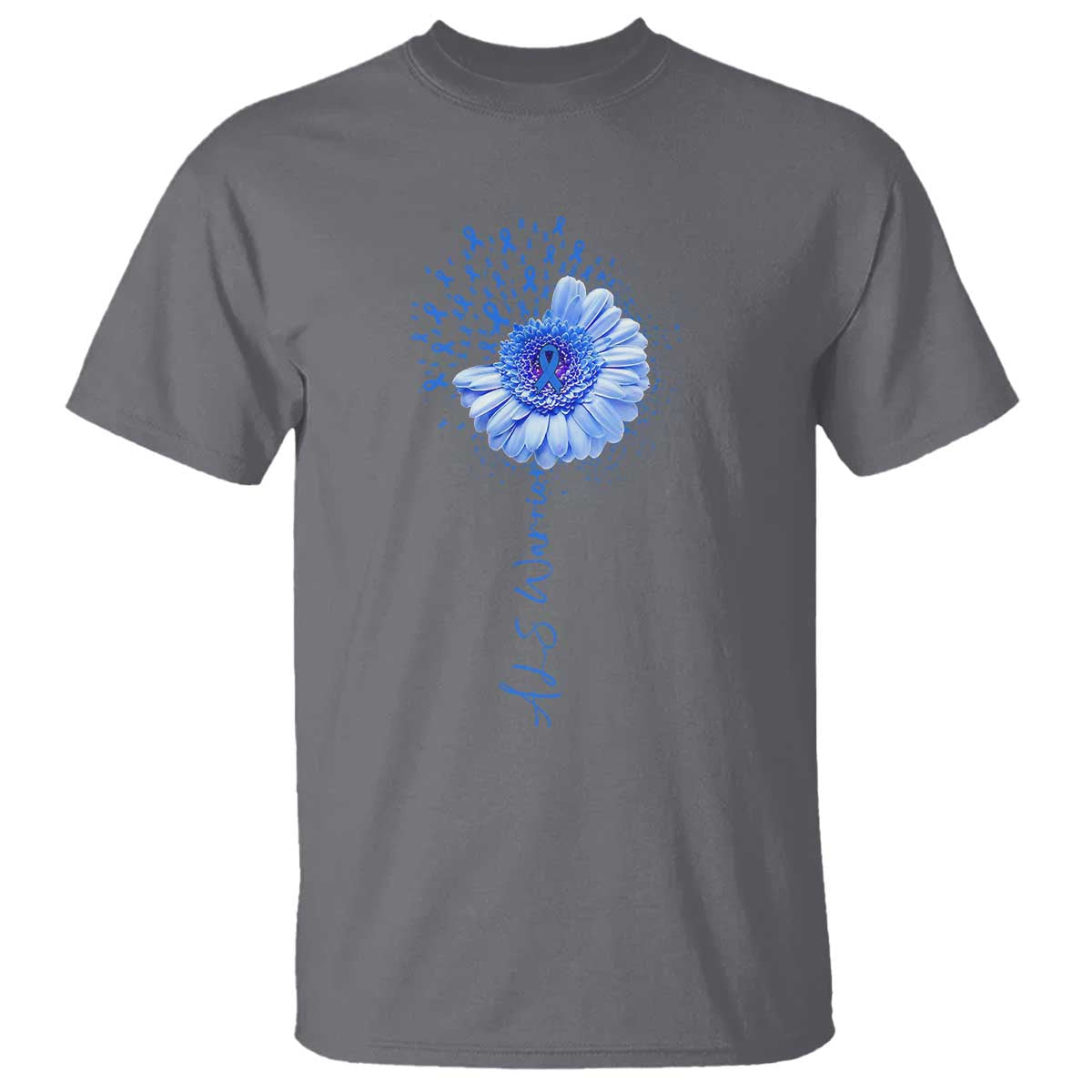 ALS Warrior Support Blue Ribbon Sunflower T Shirt