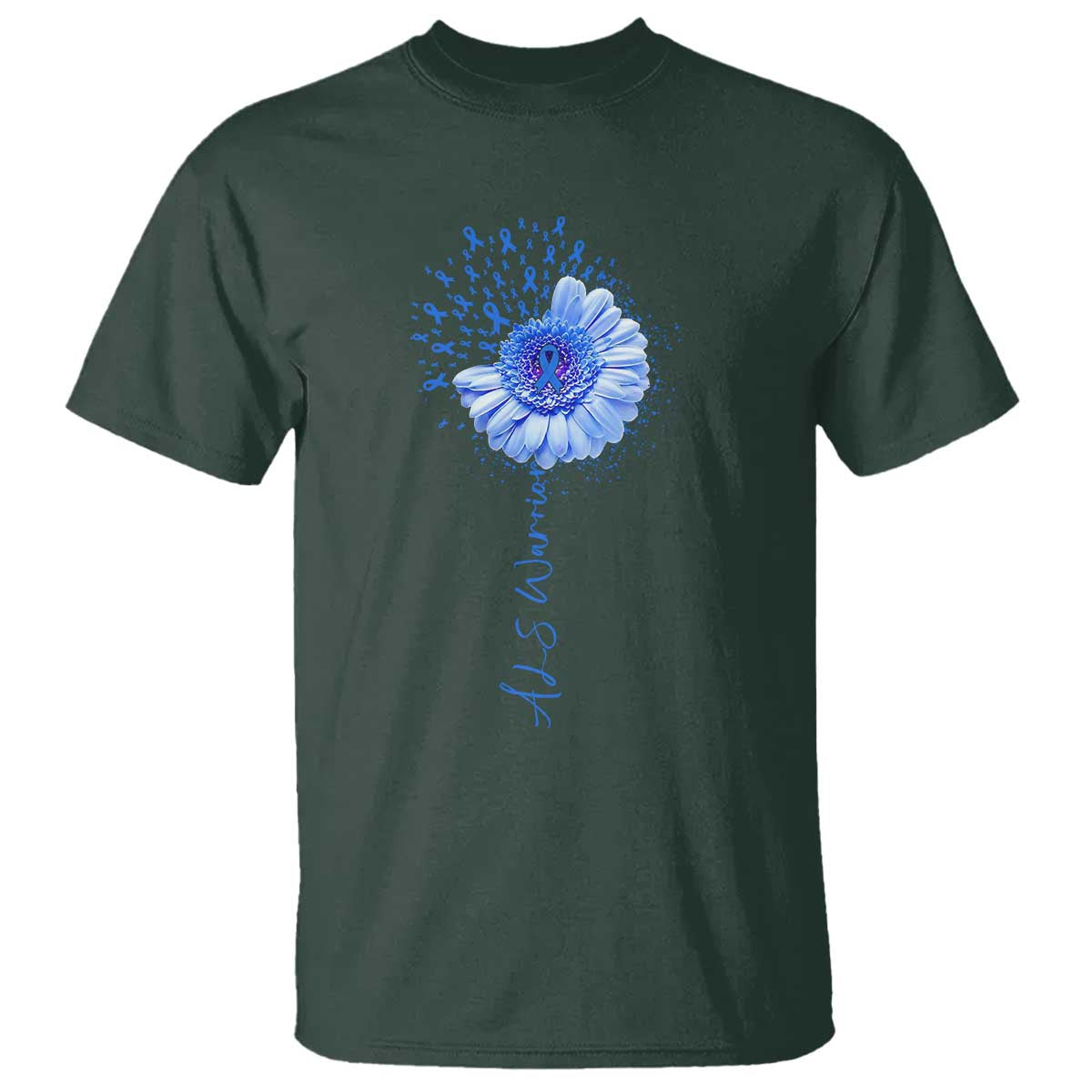 ALS Warrior Support Blue Ribbon Sunflower T Shirt