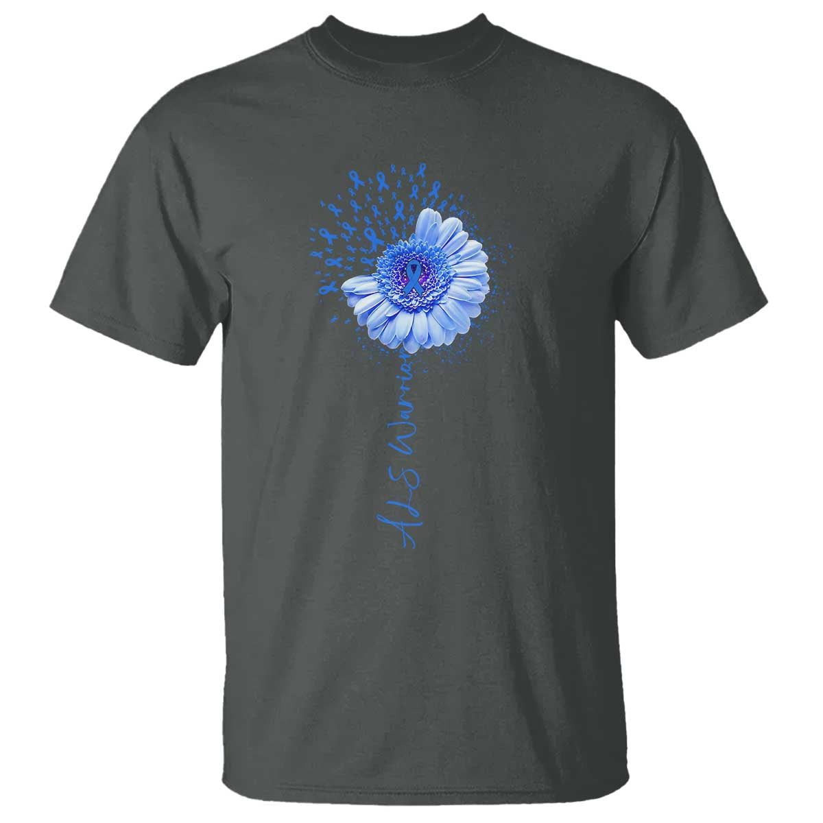 ALS Warrior Support Blue Ribbon Sunflower T Shirt