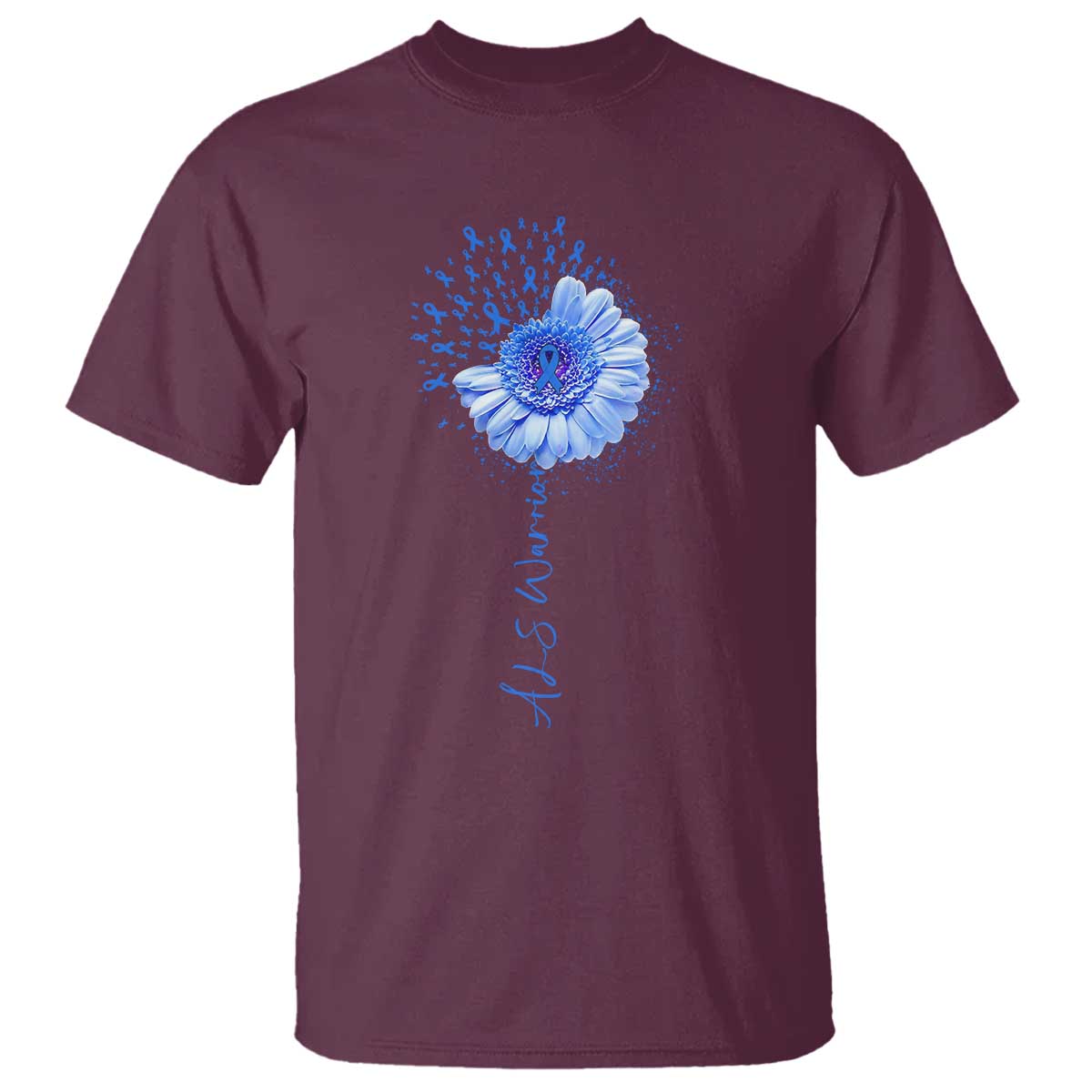 ALS Warrior Support Blue Ribbon Sunflower T Shirt