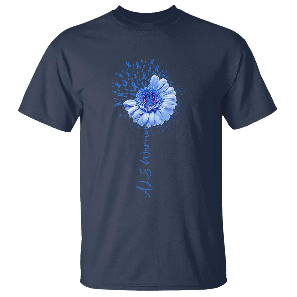 ALS Warrior Support Blue Ribbon Sunflower T Shirt