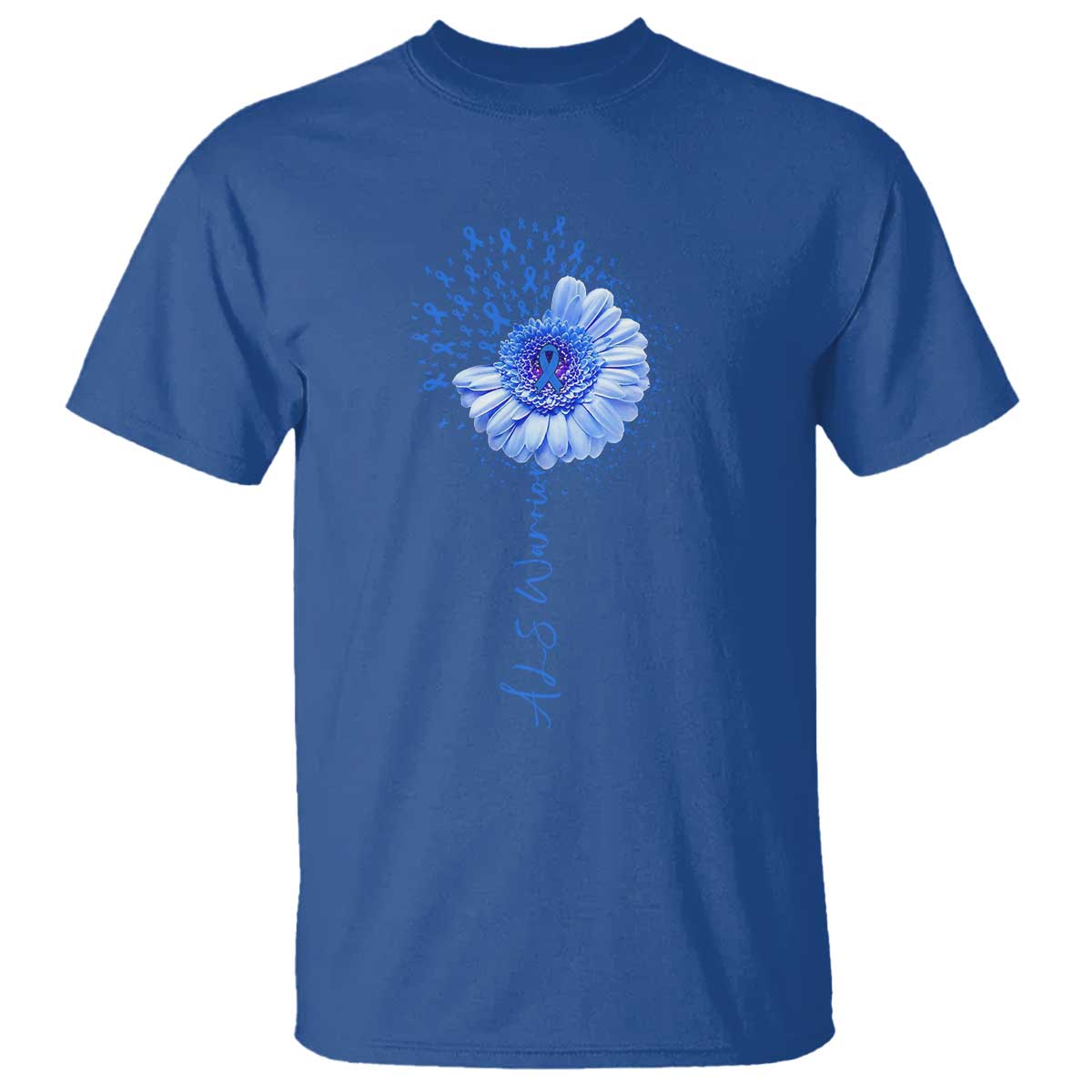 ALS Warrior Support Blue Ribbon Sunflower T Shirt