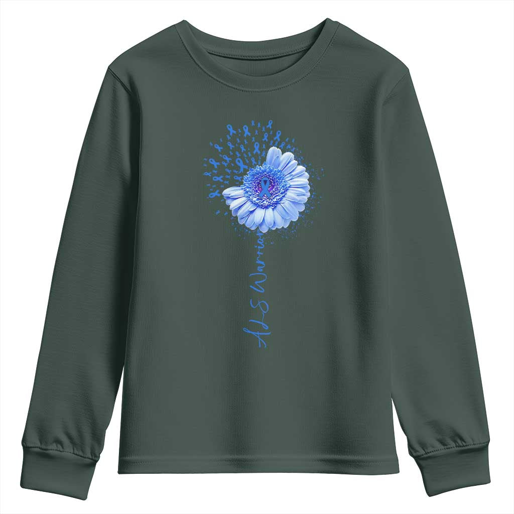 ALS Warrior Support Blue Ribbon Sunflower Youth Sweatshirt