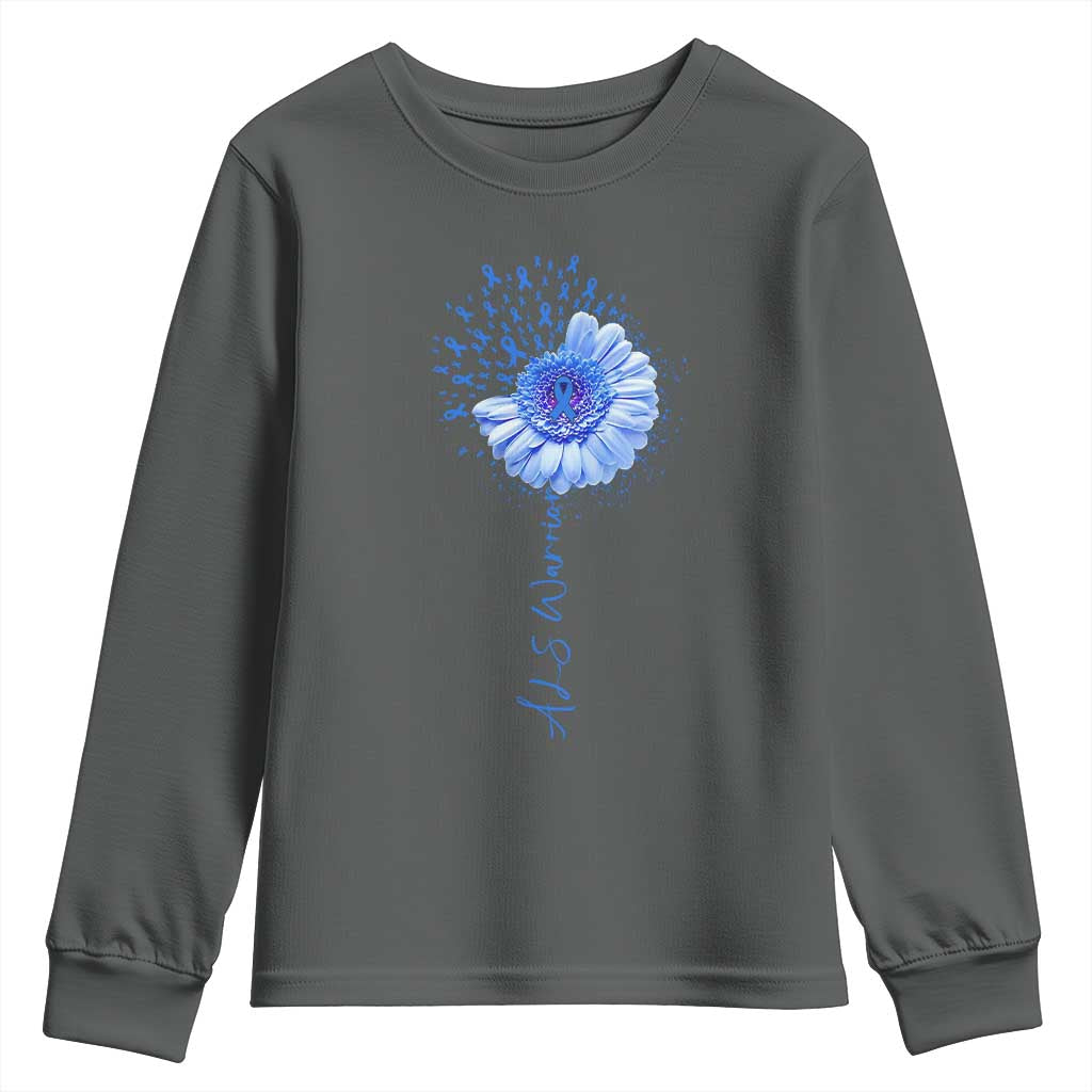 ALS Warrior Support Blue Ribbon Sunflower Youth Sweatshirt