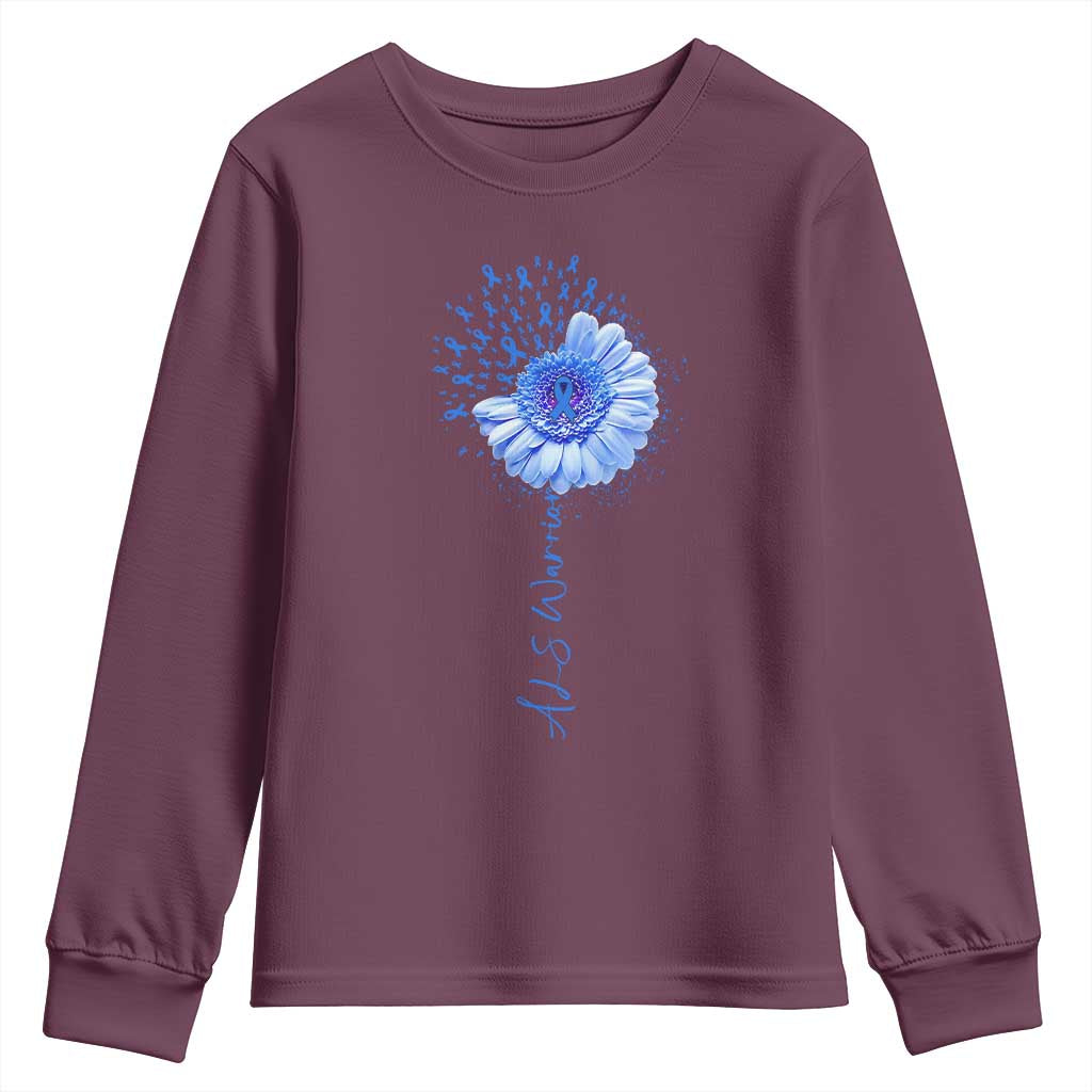 ALS Warrior Support Blue Ribbon Sunflower Youth Sweatshirt