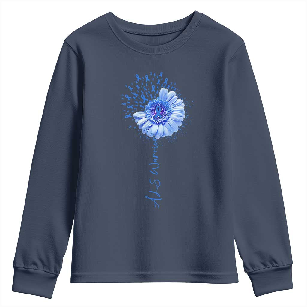 ALS Warrior Support Blue Ribbon Sunflower Youth Sweatshirt