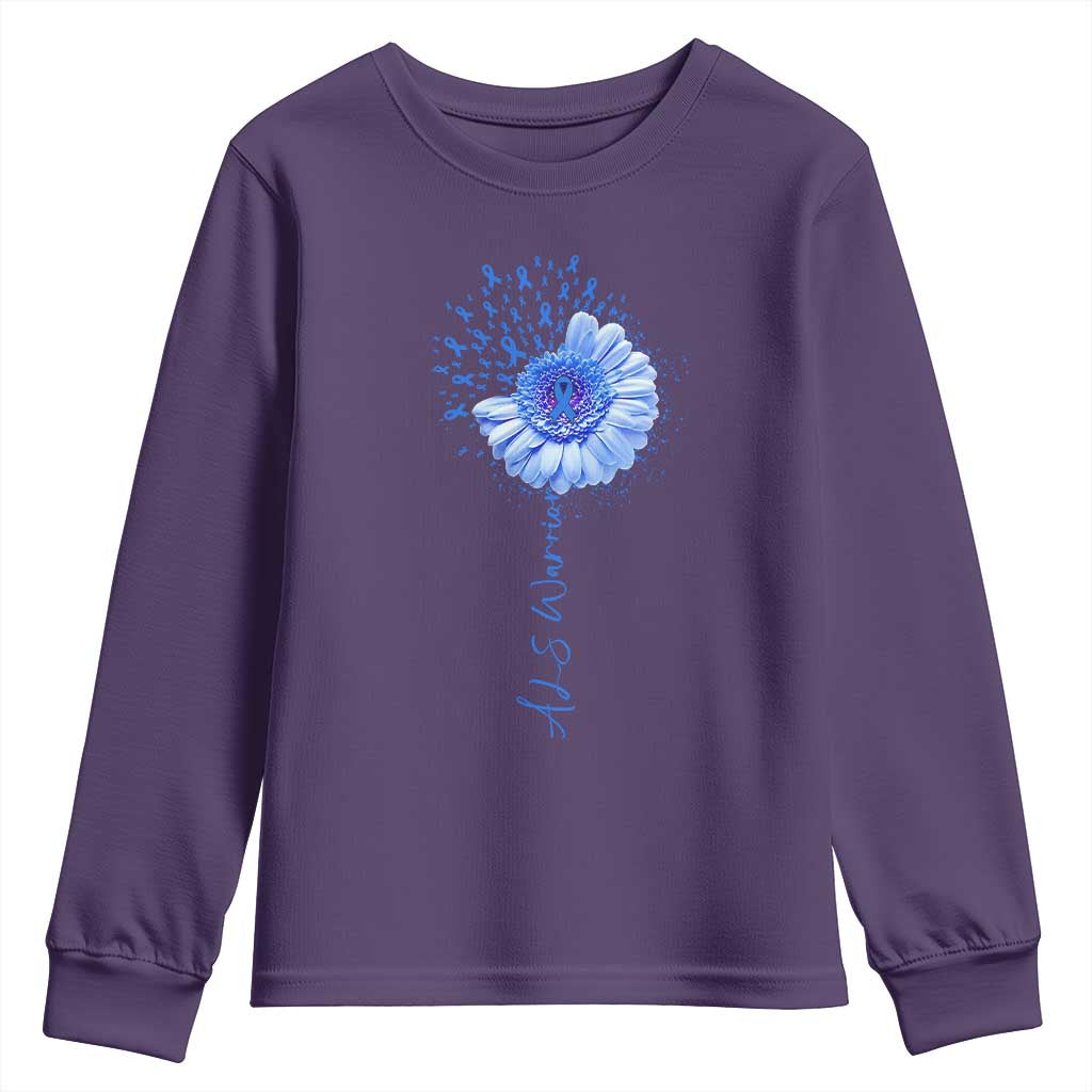 ALS Warrior Support Blue Ribbon Sunflower Youth Sweatshirt