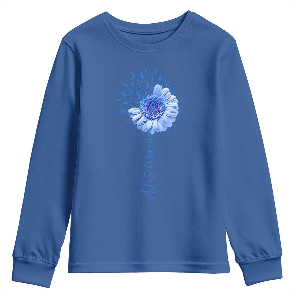 ALS Warrior Support Blue Ribbon Sunflower Youth Sweatshirt