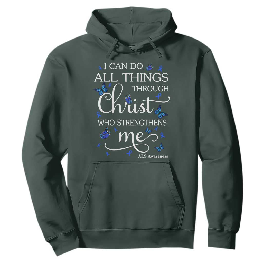 ALS Support Bible Verse Motivational Hoodie I Can Do All Things Through Christ Butterfly