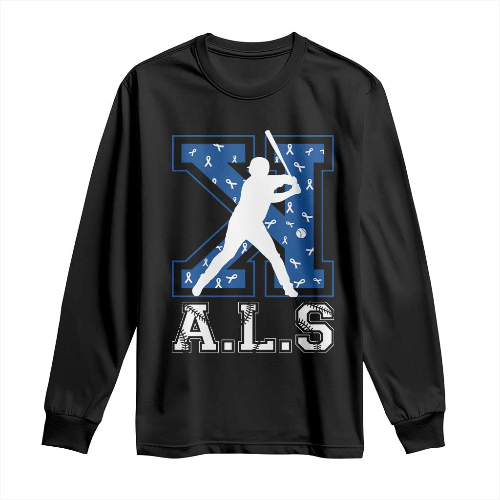 ALS Support Long Sleeve Shirt Baseball Strike Out ALS Support