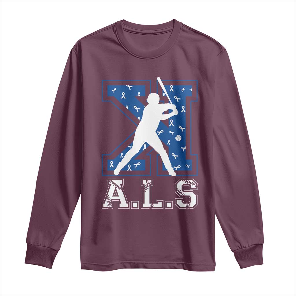 ALS Support Long Sleeve Shirt Baseball Strike Out ALS Support