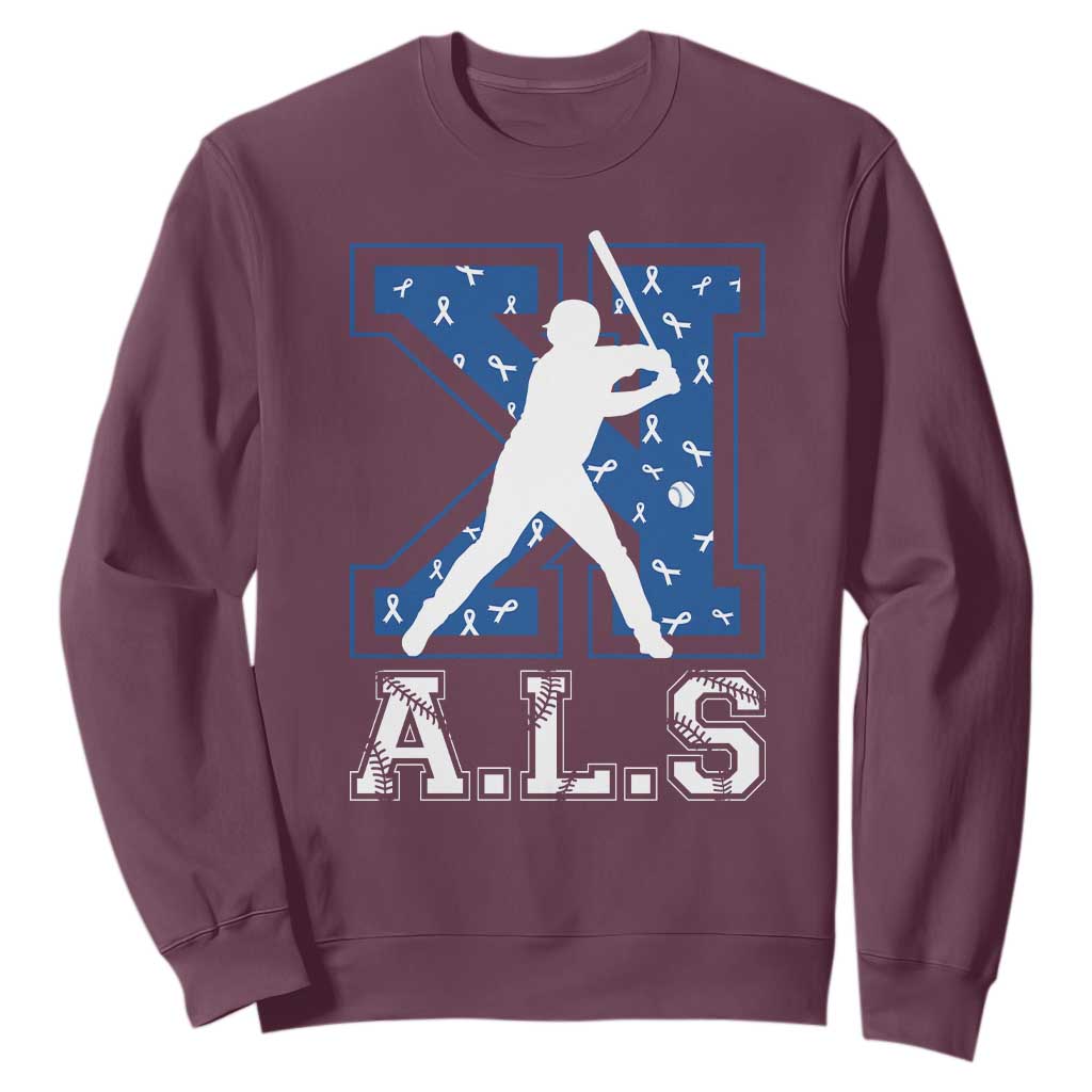 ALS Support Sweatshirt Baseball Strike Out ALS Support