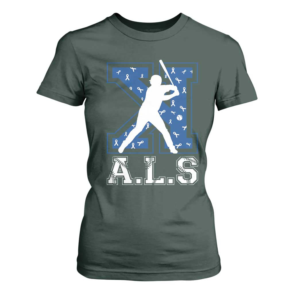 ALS Support T Shirt For Women Baseball Strike Out ALS Support