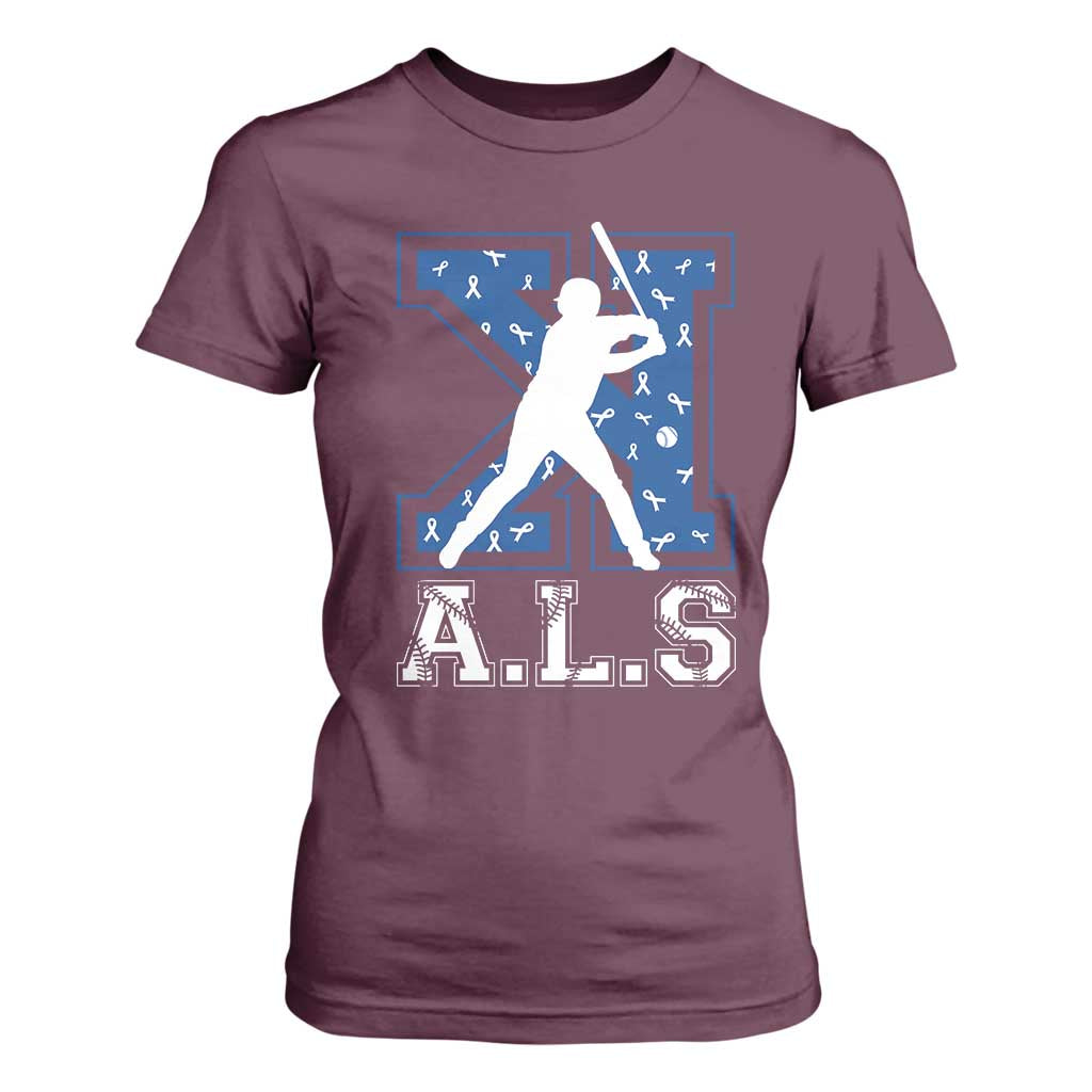 ALS Support T Shirt For Women Baseball Strike Out ALS Support