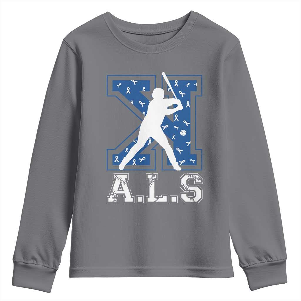 ALS Support Youth Sweatshirt Baseball Strike Out ALS Support