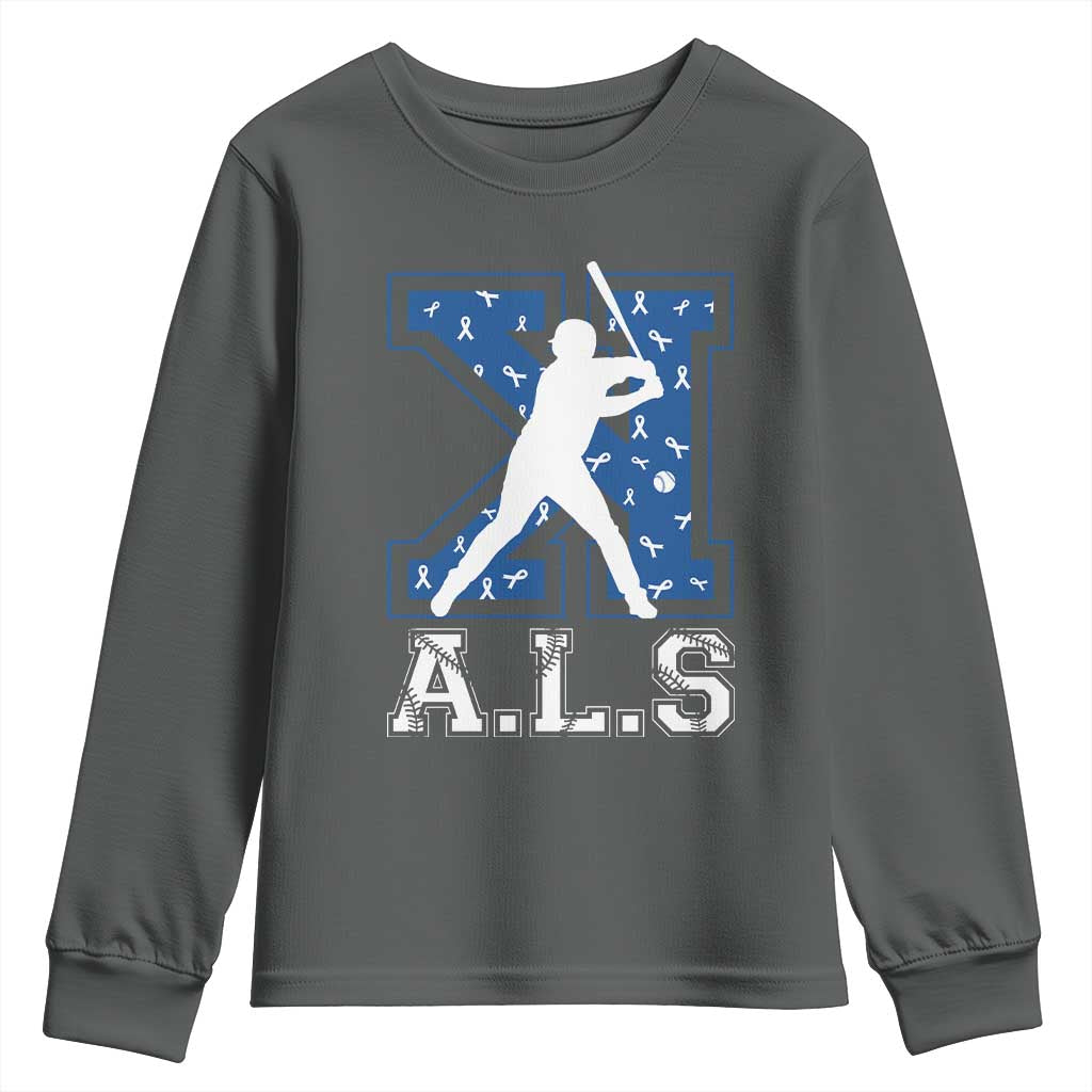 ALS Support Youth Sweatshirt Baseball Strike Out ALS Support