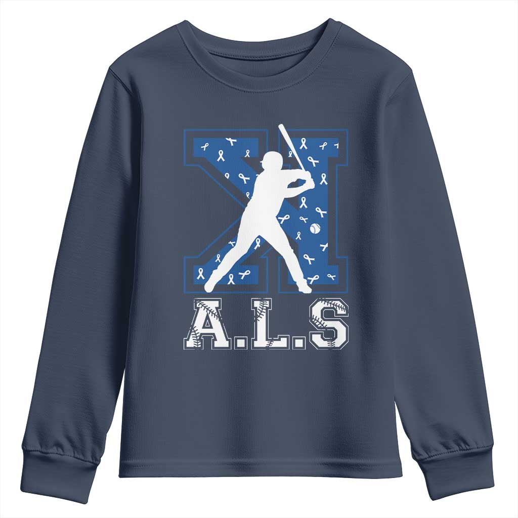 ALS Support Youth Sweatshirt Baseball Strike Out ALS Support