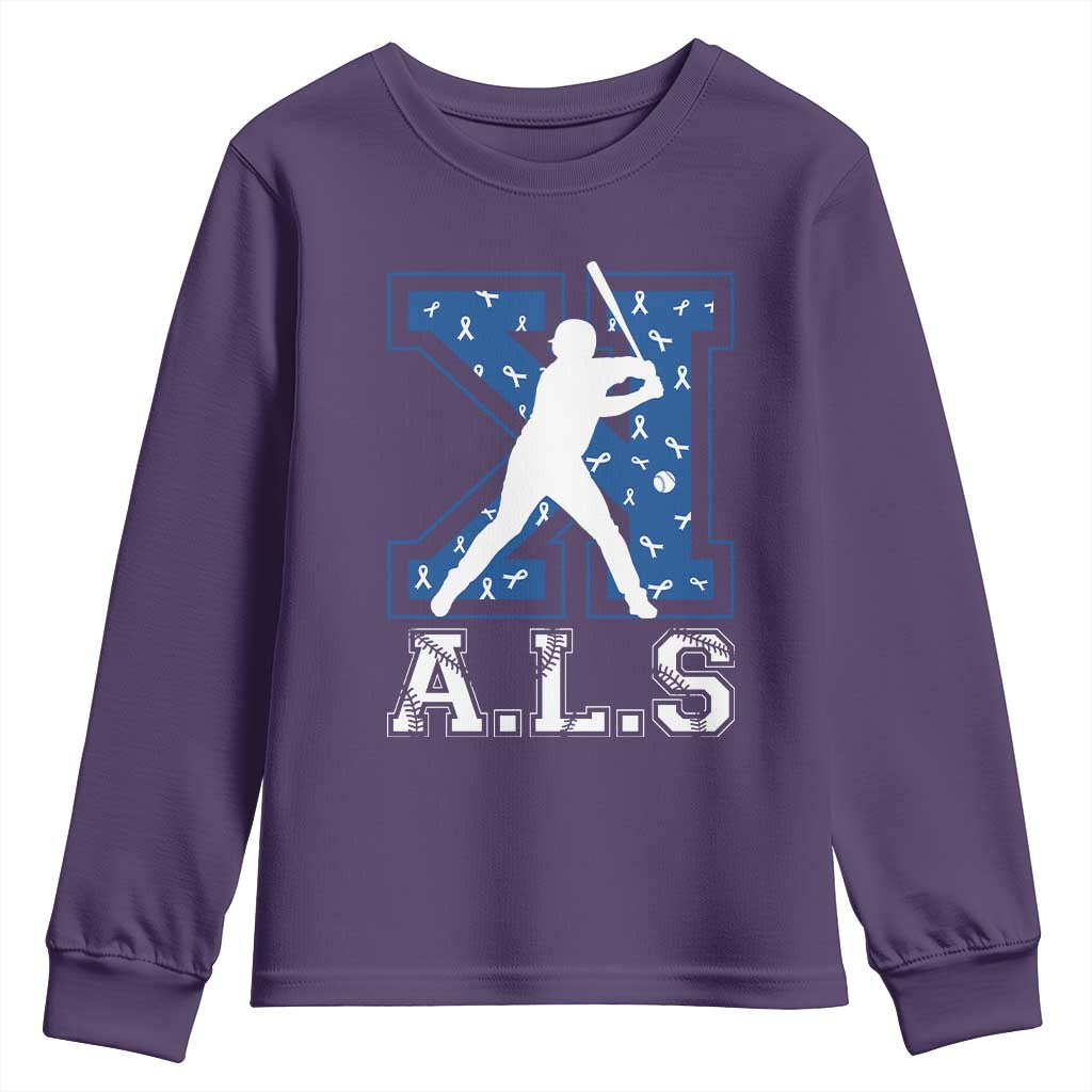 ALS Support Youth Sweatshirt Baseball Strike Out ALS Support