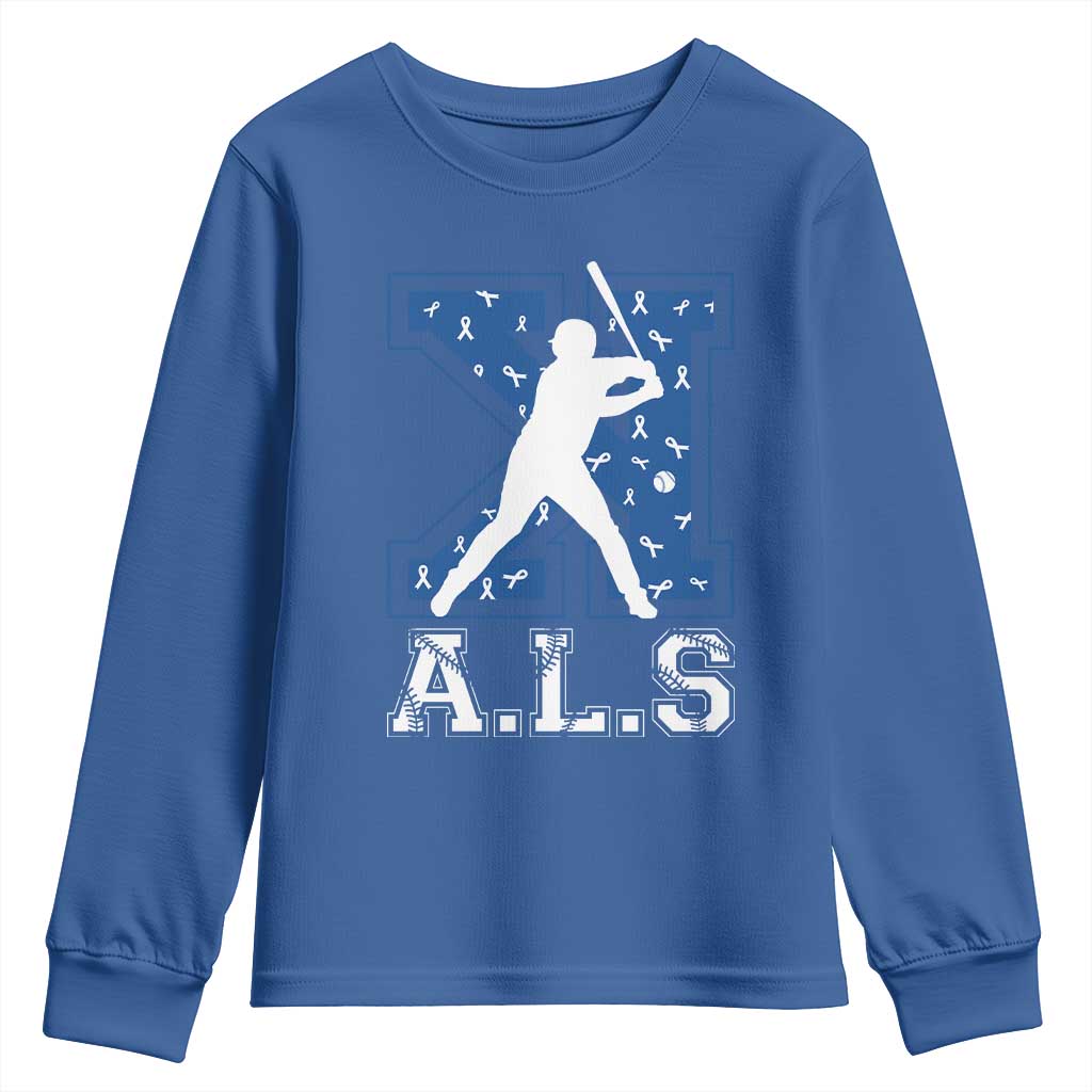 ALS Support Youth Sweatshirt Baseball Strike Out ALS Support