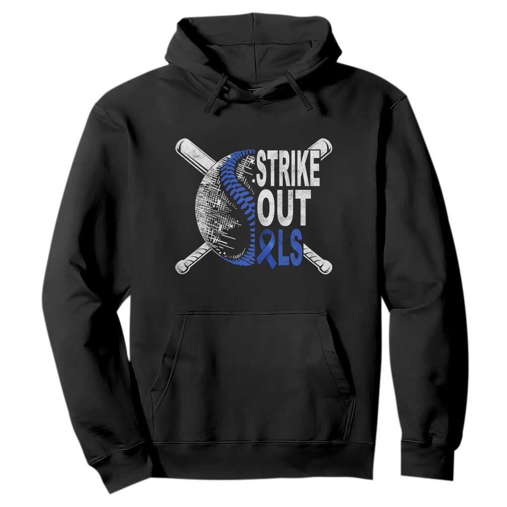 ALS Support Hoodie Blue Ribbon Baseball Strike Out ALS Support