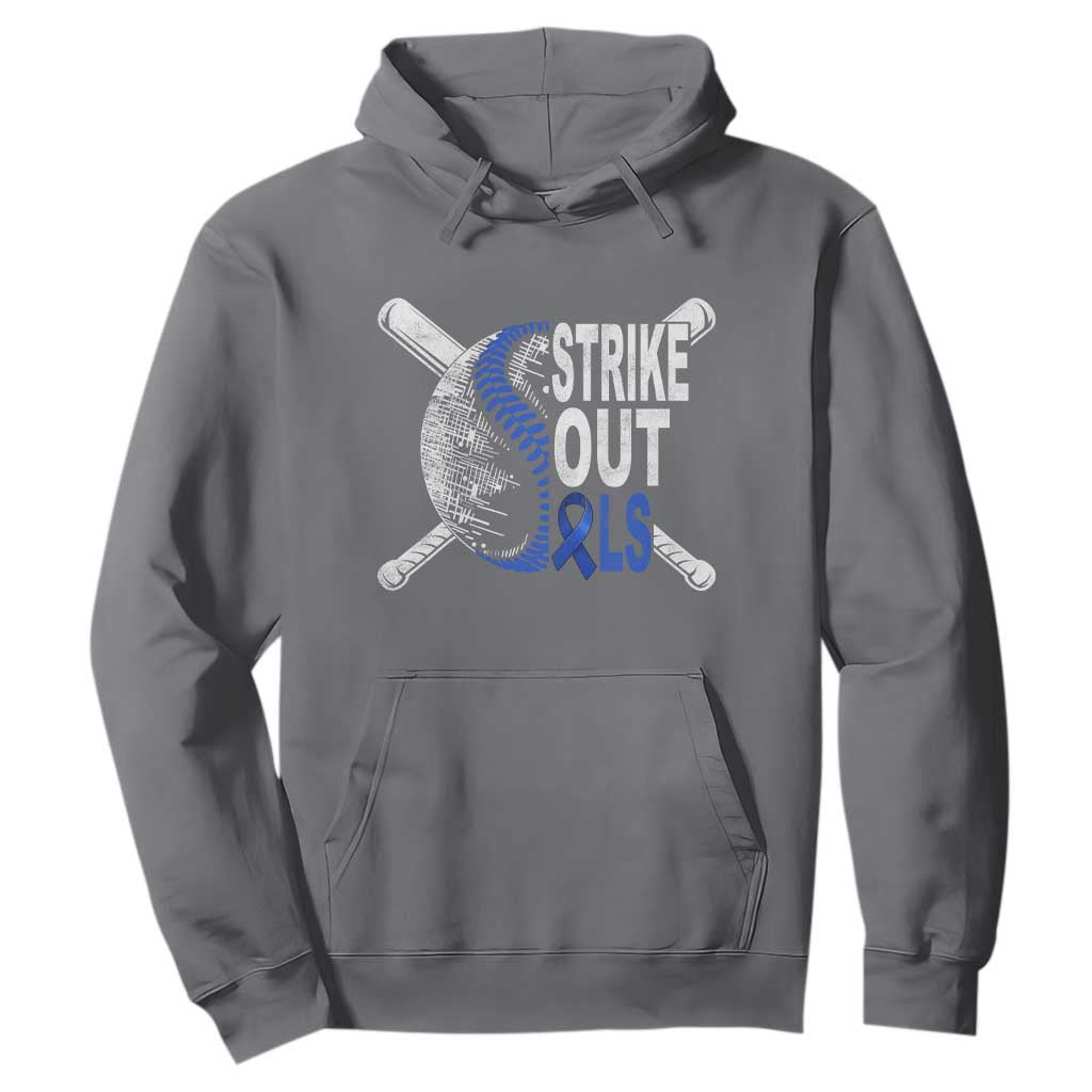 ALS Support Hoodie Blue Ribbon Baseball Strike Out ALS Support
