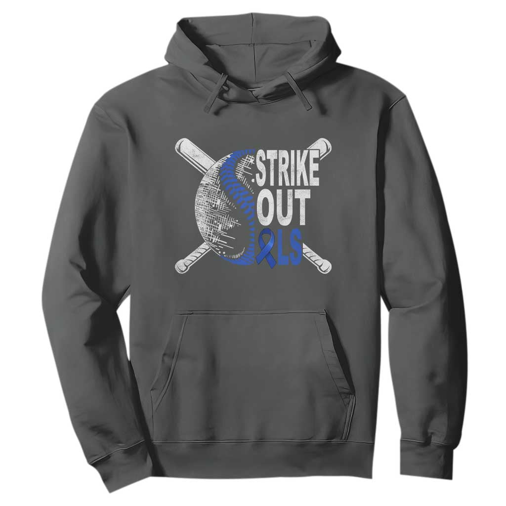 ALS Support Hoodie Blue Ribbon Baseball Strike Out ALS Support