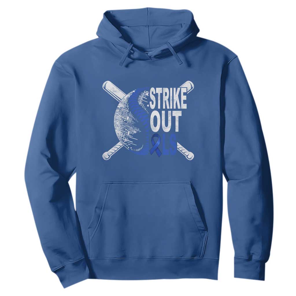 ALS Support Hoodie Blue Ribbon Baseball Strike Out ALS Support