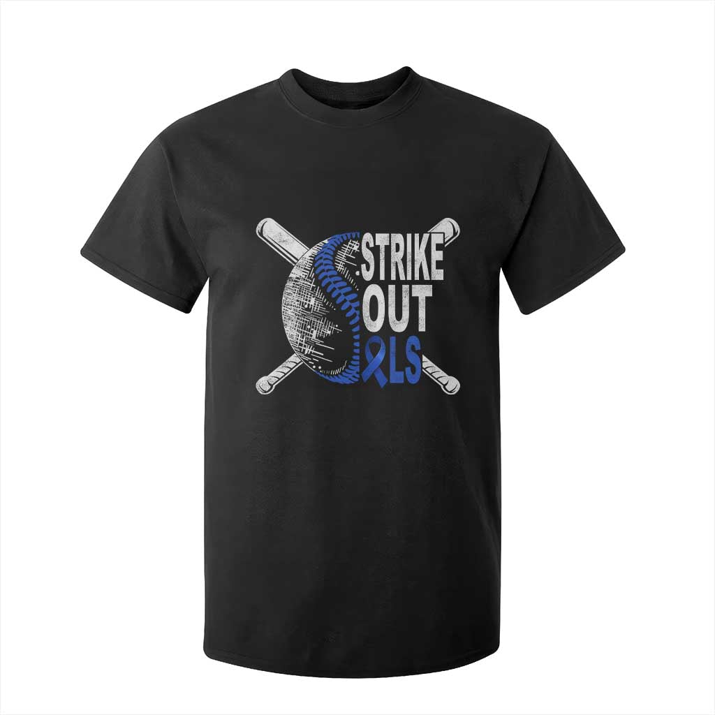 ALS Support T Shirt For Kid Blue Ribbon Baseball Strike Out ALS Support