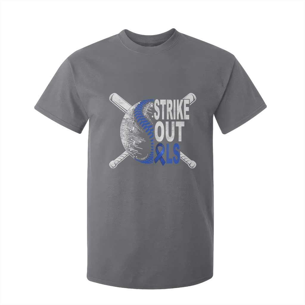 ALS Support T Shirt For Kid Blue Ribbon Baseball Strike Out ALS Support