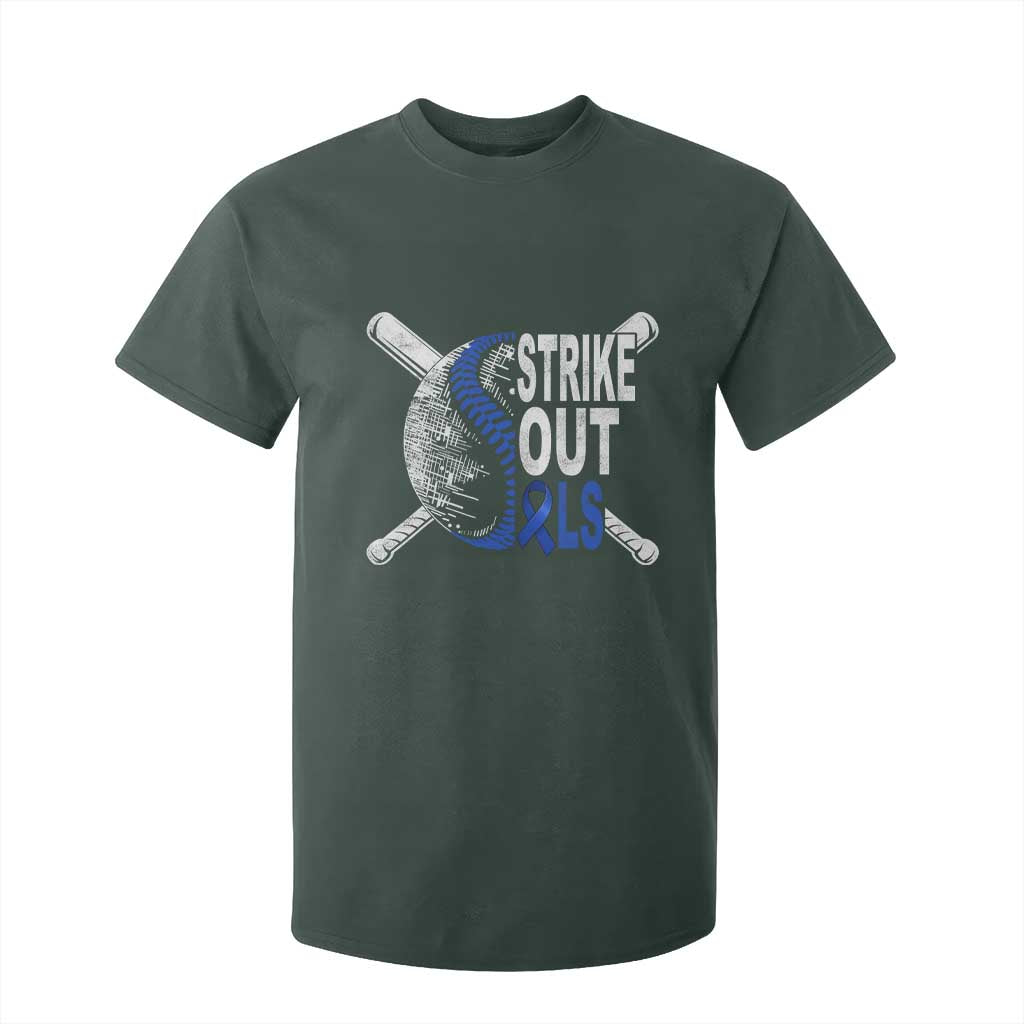ALS Support T Shirt For Kid Blue Ribbon Baseball Strike Out ALS Support